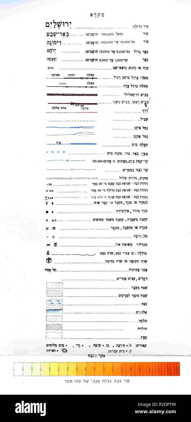 . Anglais : la légende d'une carte topographique (Israël) . 8 octobre 2009. L'Etan Tal 26 IsraelCVFRlegend Banque D'Images