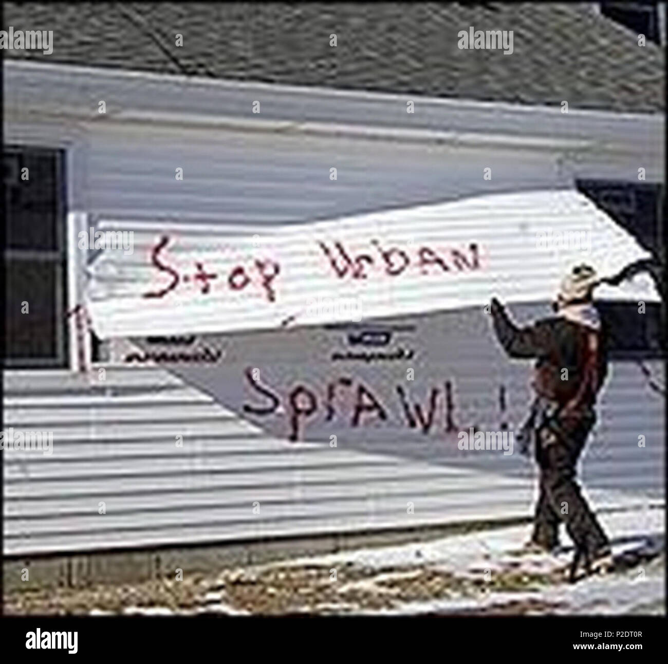 . Anglais : 'Stop à l'étalement urbain' ; Front de libération de la terre de plusieurs millions de ciblage maisons . 5 avril 2005. Front de libération de la terre StopUrbanSprawl 60 Banque D'Images