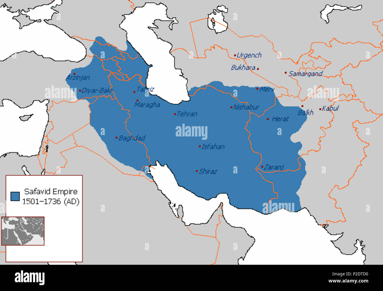 62 Les limites de l'Empire safavide Shah Abbas I sous Banque D'Images