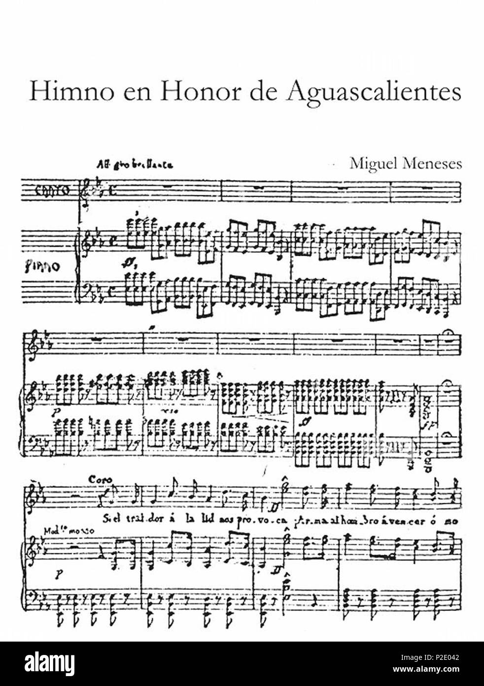 24 Himno de Aguascalientes pag.1 Banque D'Images