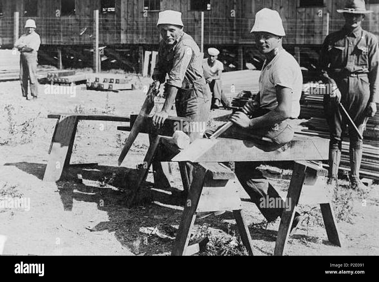 . Anglais : une première Guerre mondiale photo d'allemands dans un camp d'internement. . Bain News Service 26 internés allemands de la Première Guerre mondiale Banque D'Images