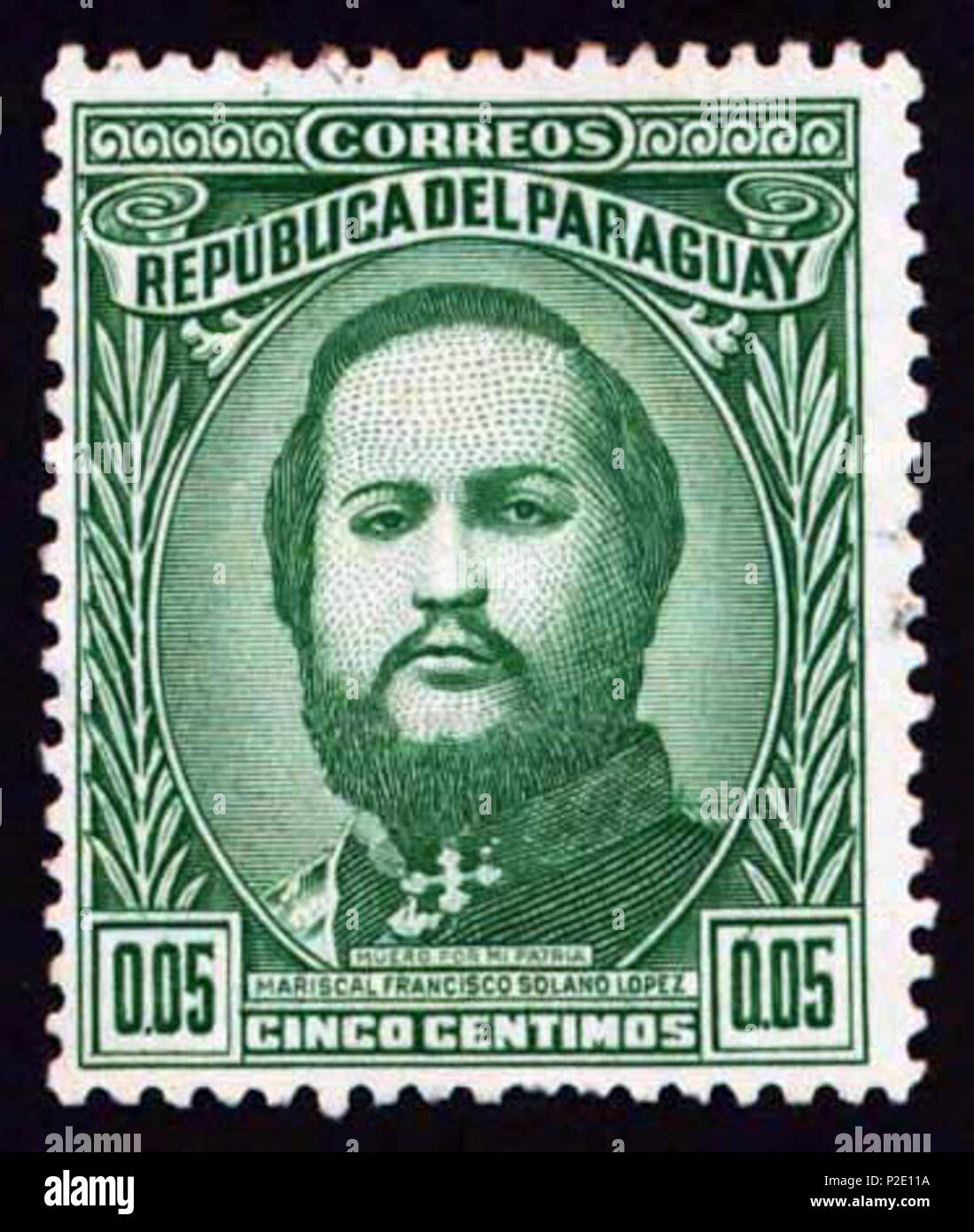 . Ce stamp paraguayenne (Scott no.771) photos Solano López. 1947 (cachet) ; 2007-01-20 (numérisation). Inconnue ; scannés par Jack Enfant 40 Parag.771.Solano Lopez Banque D'Images