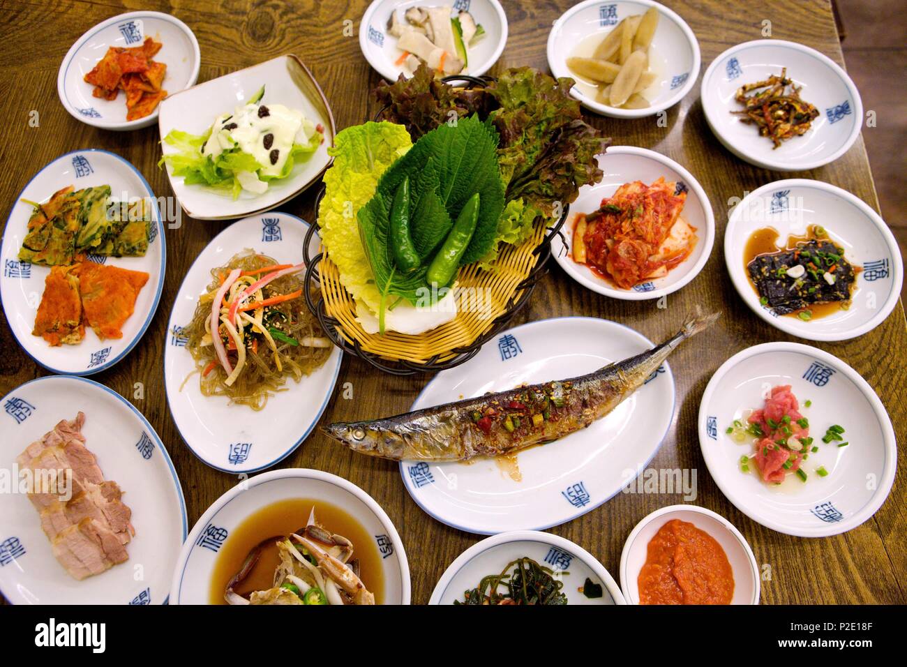 La Corée du Sud, le ban chan, repas traditionnel coréen Banque D'Images