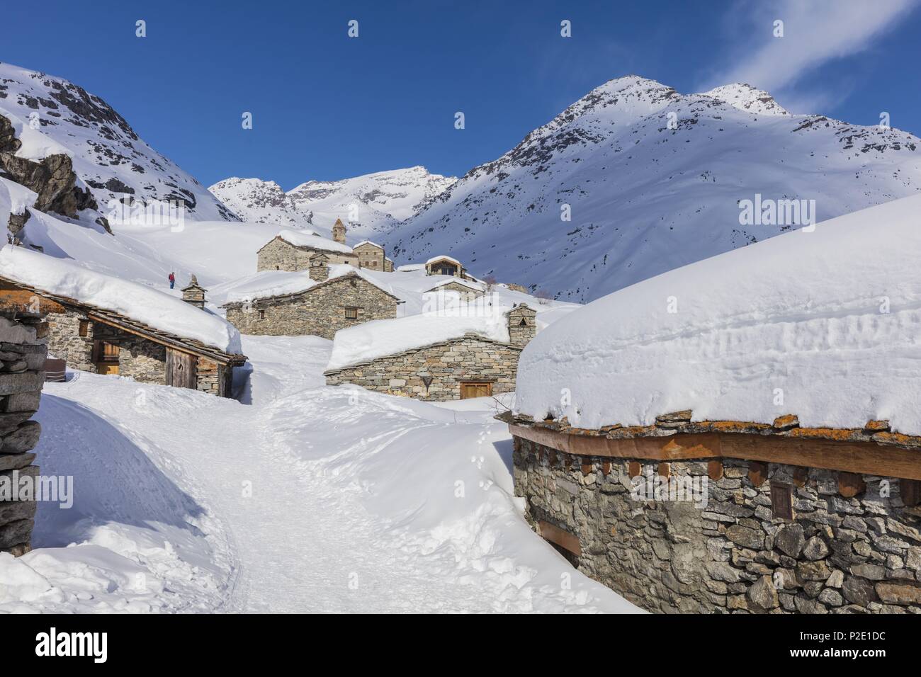 France, Savoie, parc national de la Vanoise, Bonneval sur Arc, étiqueté Les Plus Beaux Villages de France, (Les Plus Beaux Villages de France), le plus haut village de Haute Maurienne, l'écot du hamelet (2000 m) Banque D'Images