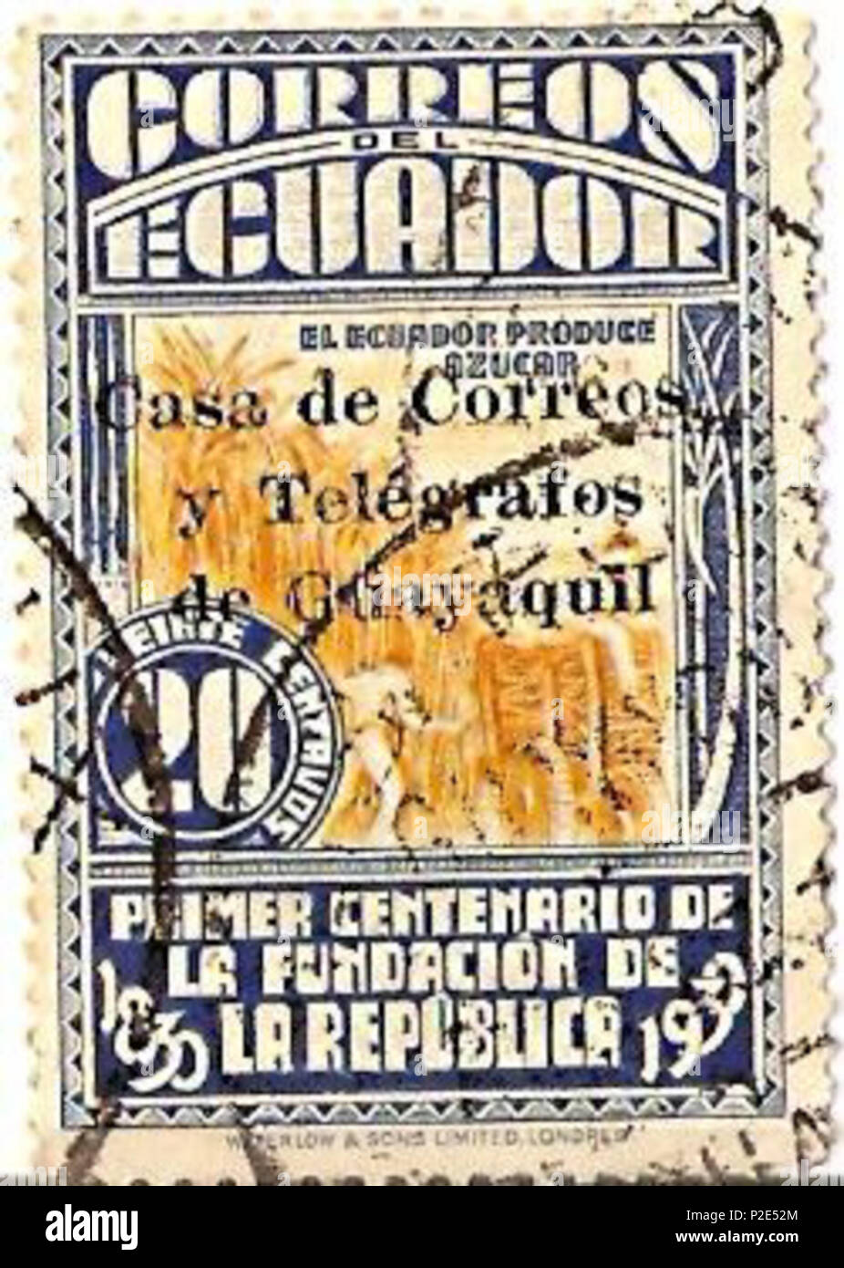 . Anglais : Cachet de l'Equateur (1930). Español : postal Sello de l'Équateur (1930). L'année 1930. Utilisateur:Taichi 17 Equateur estampilla 1930 Banque D'Images