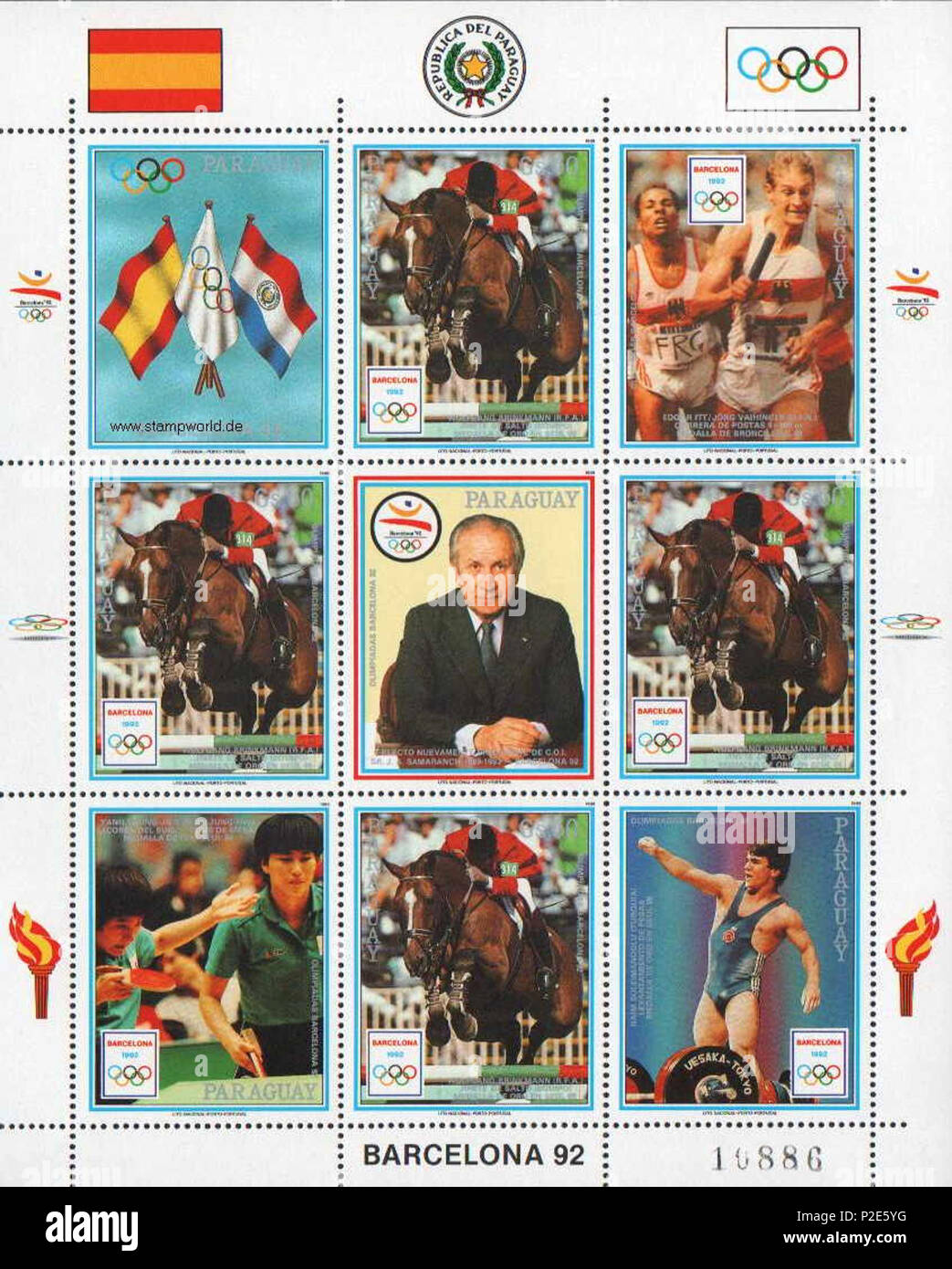 . Jeux Olympiques de 1992 . 1989. Jeux Olympiques 1989 Inconnu 38 Paraguay stamp Banque D'Images