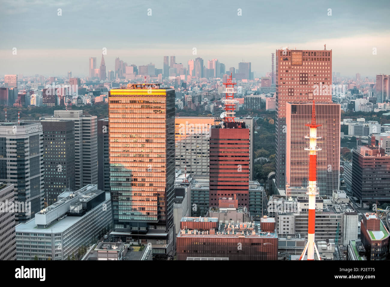 Vue sur la ville en direction de Shinjuku, Mandarin Oriental, Nihonbashi Chuo-ku, Tokyo, Japon Banque D'Images