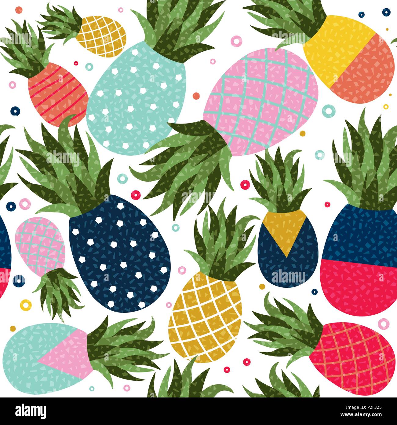 Sans illustration, motif ananas memphis coloré de fruits style rétro arrière-plan. Forme géométrique abstraite décoration pour l'été. Vecteur EPS10. Illustration de Vecteur