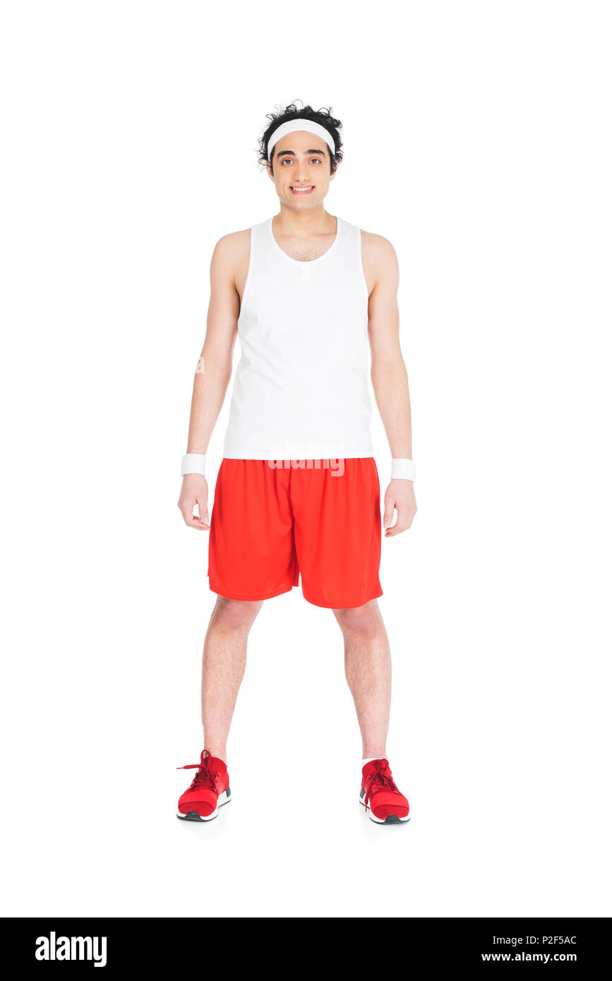 Jeune homme maigre en jogging et de courts-circuits isolés sur fond blanc  Photo Stock - Alamy