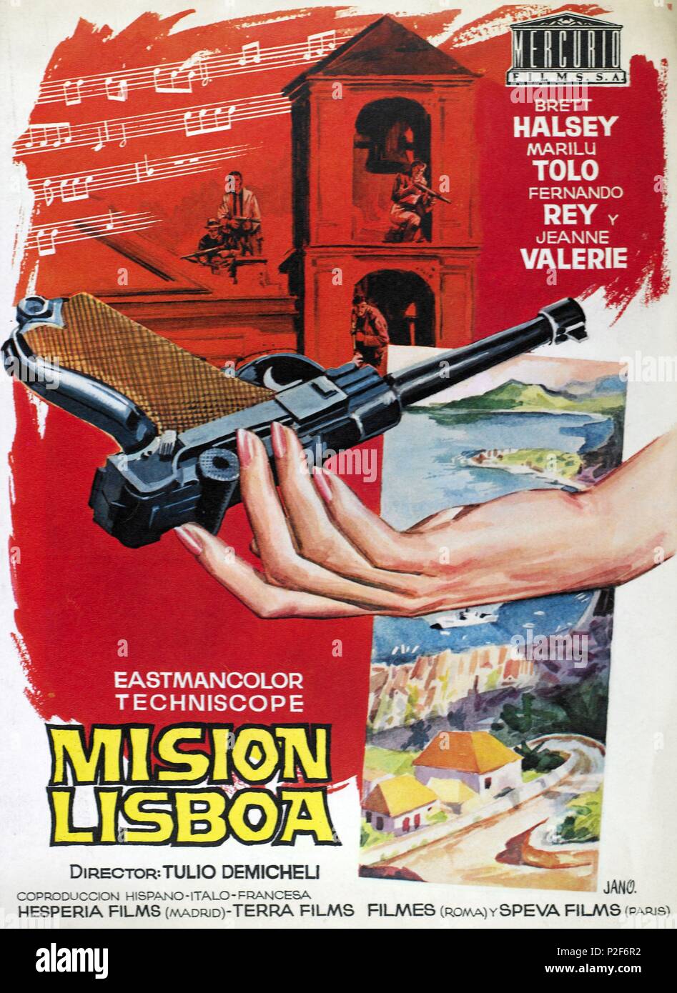 Titre original : MISION LISBOA. Titre en anglais : l'espionnage à Lisbonne. Directeur de film : TULIO DEMICHELI. Année : 1965. Credit : HESPERIA FILMS / Album Banque D'Images