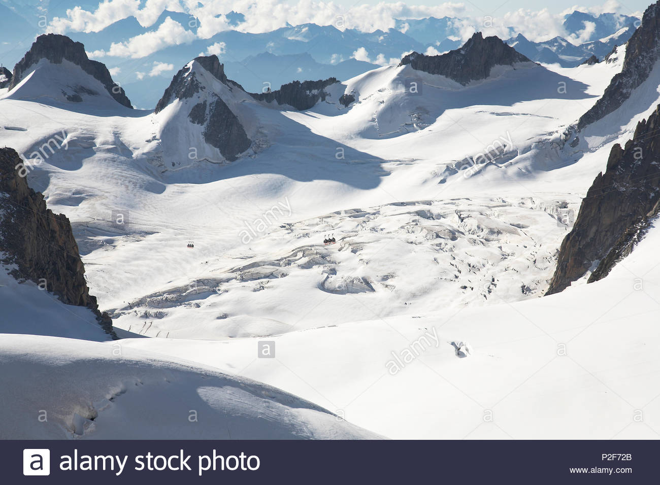 Vallée Blanche Vue Depuis Le Téléphérique Du Mont Blanc La