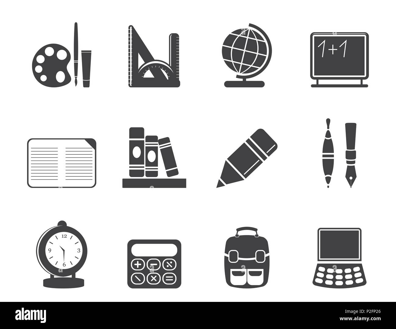 L'école et l'éducation Silhouette vector icon set - icônes Illustration de Vecteur