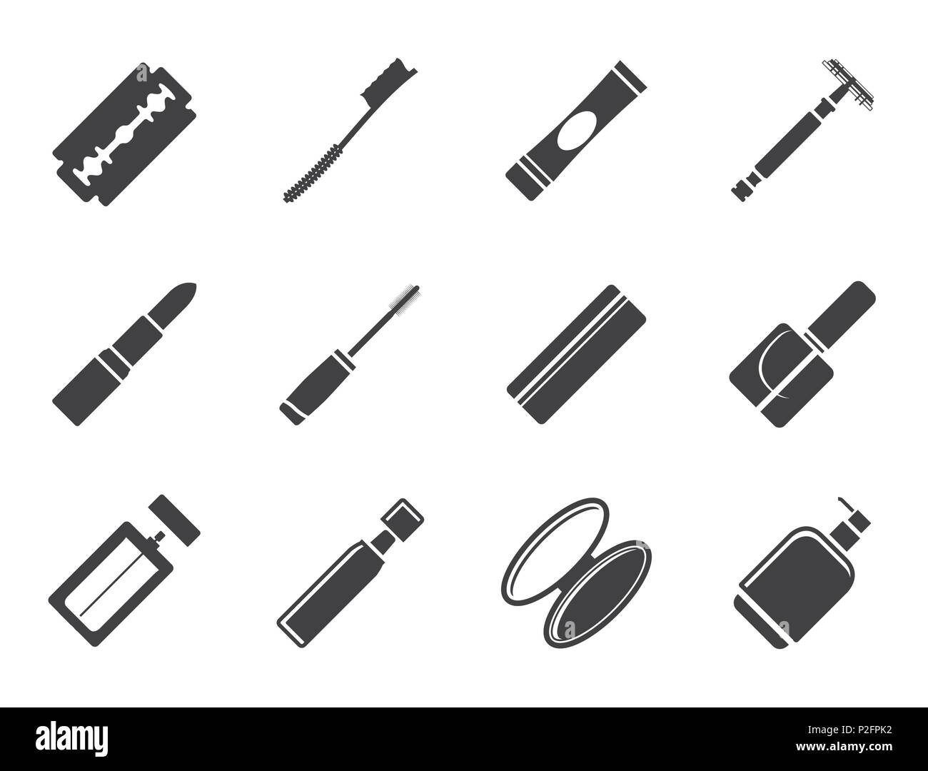Silhouette Make-up jeu d'icônes, icônes de beauté et de santé Illustration de Vecteur