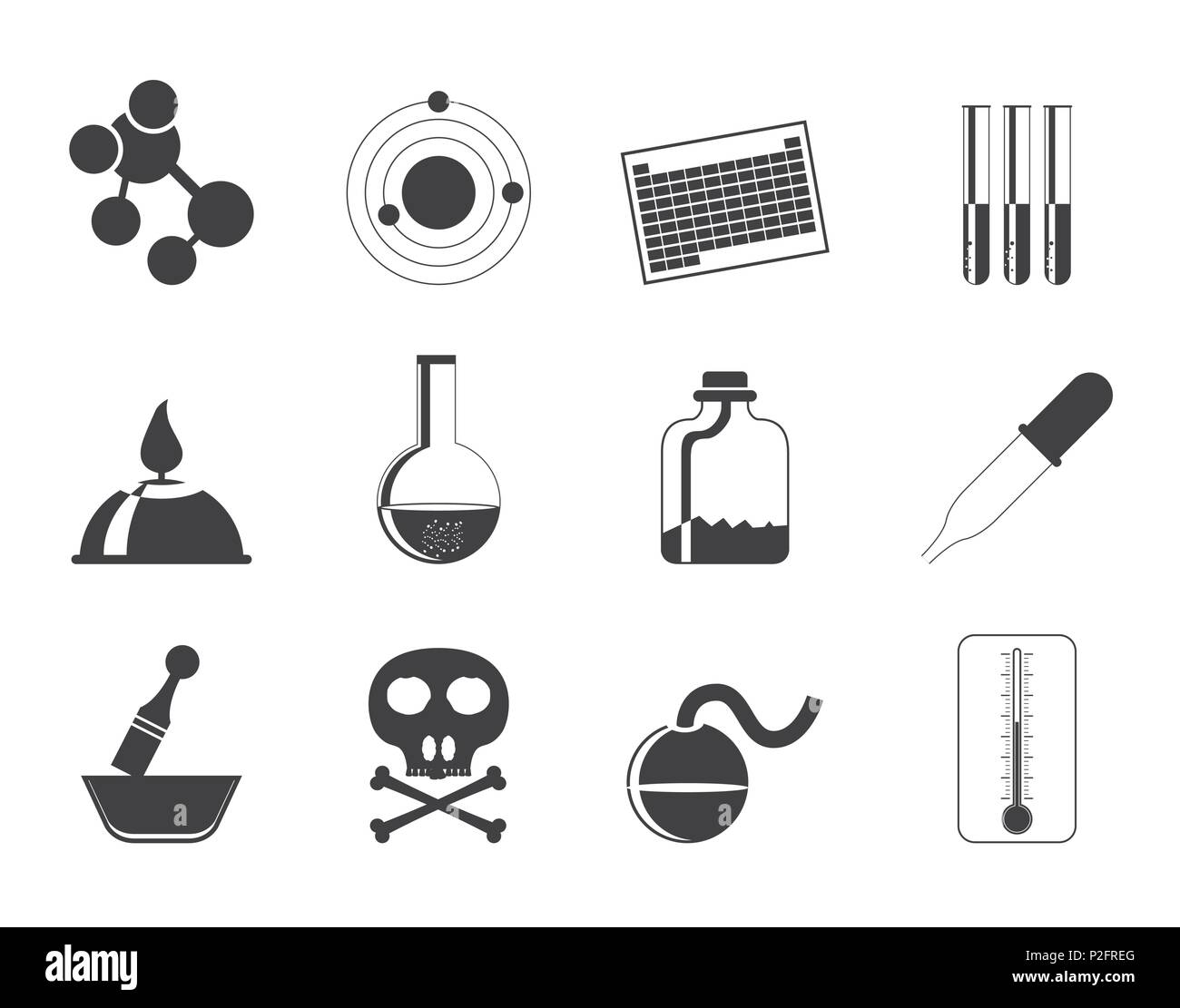 L'industrie de la chimie - icônes Silhouette vector icon set Illustration de Vecteur