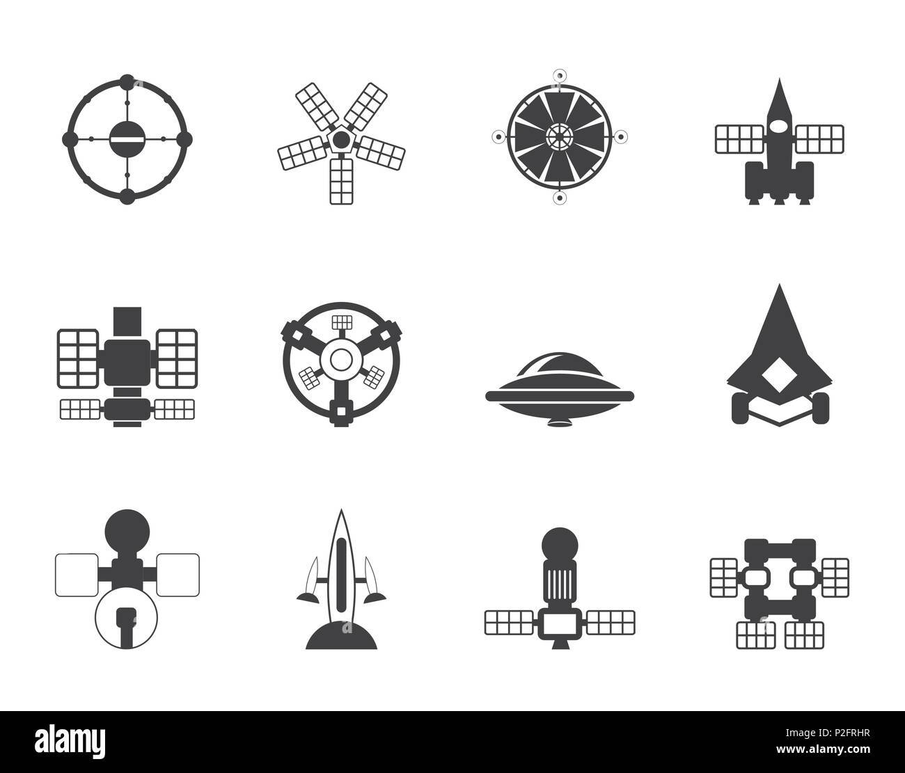 Silhouette différents types d'engins futurs icônes - vector icon set Illustration de Vecteur