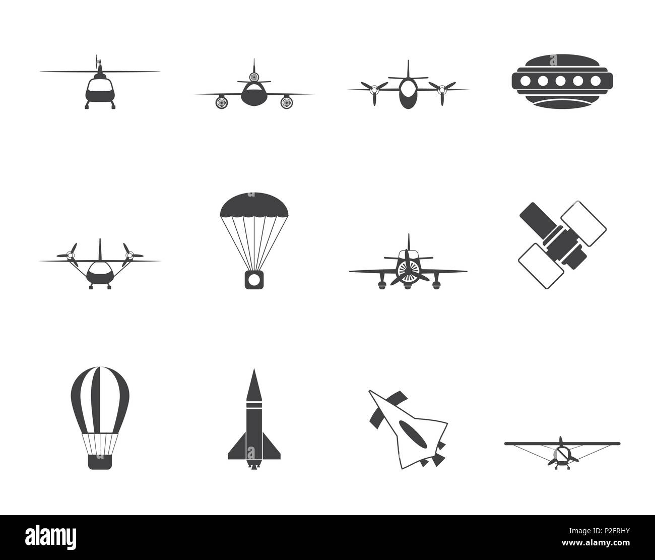 Les différents types d'aéronefs Silhouette Illustrations et icônes - Vector icon set 2 Illustration de Vecteur