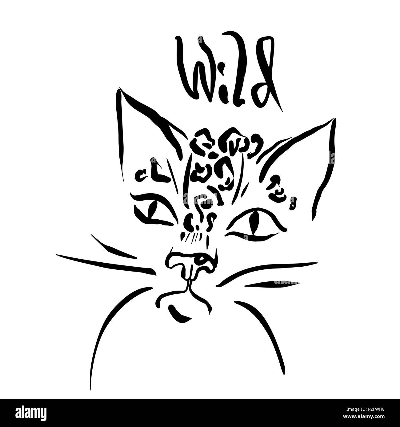 Leopard print. Illustration du chat sauvage la tête. Illustration de Vecteur