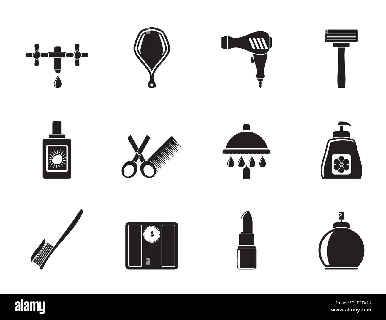 Les soins personnels et les cosmétiques Silhouette icônes - vector icon set Illustration de Vecteur