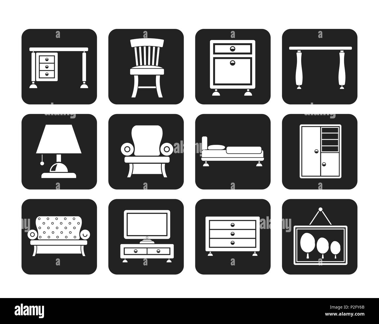 Silhouette Accueil Équipement et mobilier icônes - vector icon set Illustration de Vecteur