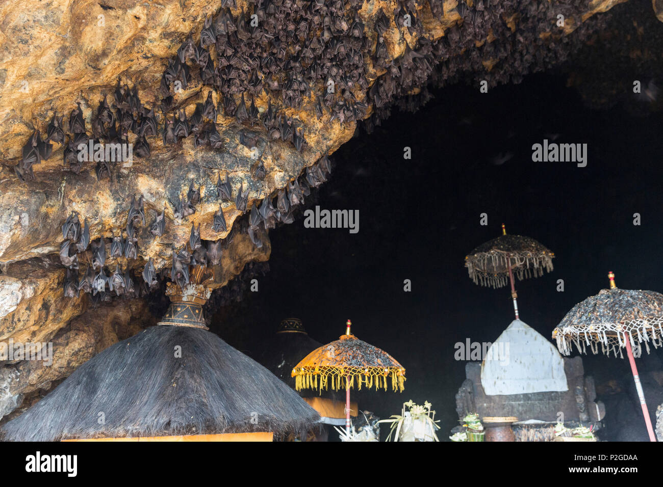 Festival Odalan, Pura, grotte de chauves-souris de Goa Lawah, Padangbai Bali, Indonésie Banque D'Images