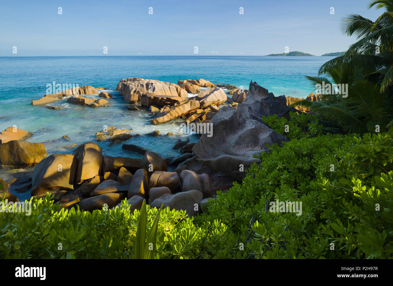 Anse Patates, l'île de La Digue, Seychelles Banque D'Images