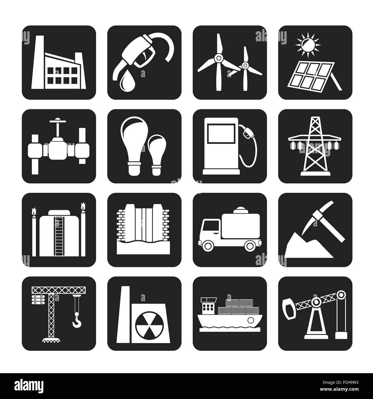 Silhouette d'affaires et l'industrie icônes - vector icon set Illustration de Vecteur