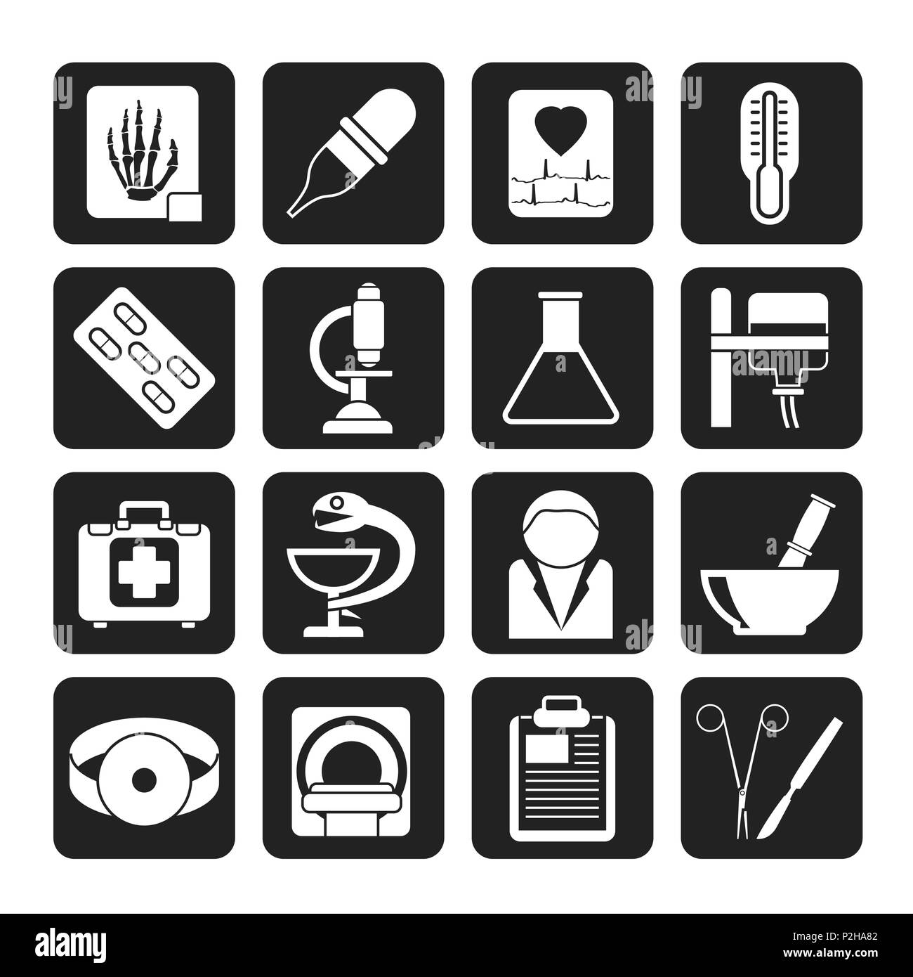Santé et Médecine Silhouette vector icon set - icônes Illustration de Vecteur