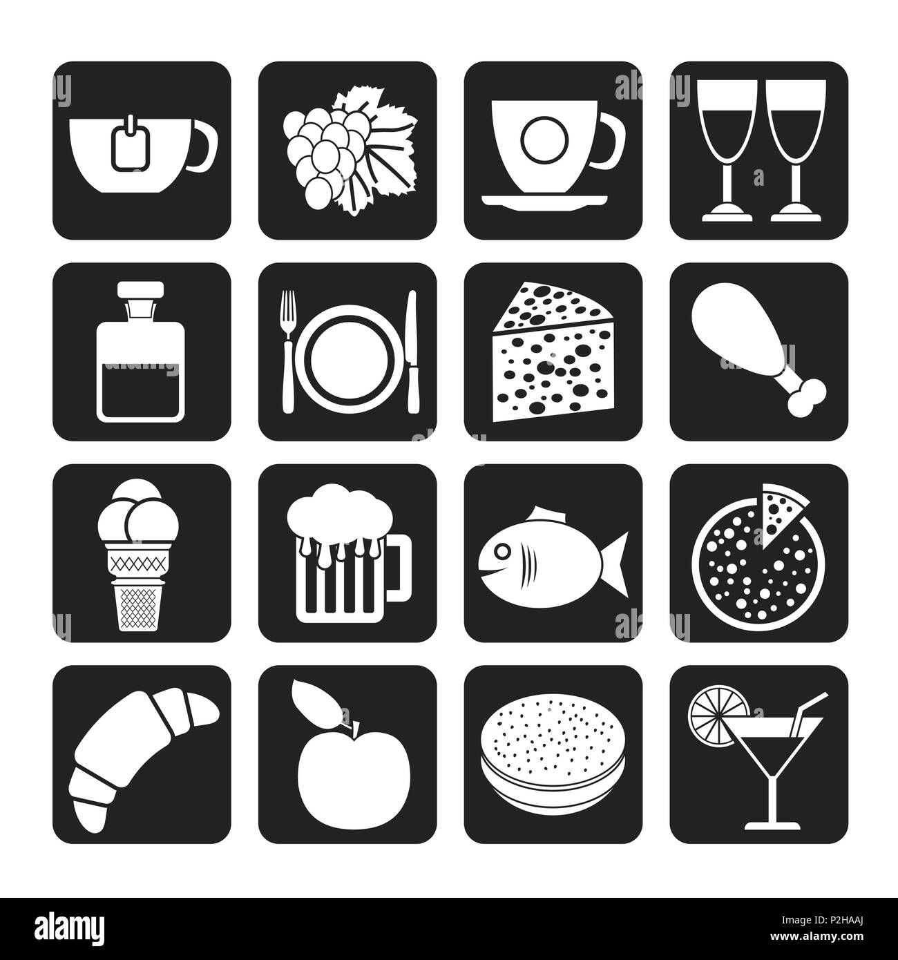 Silhouette de la nourriture, de la boisson et des boissons - icônes vector icon set Illustration de Vecteur
