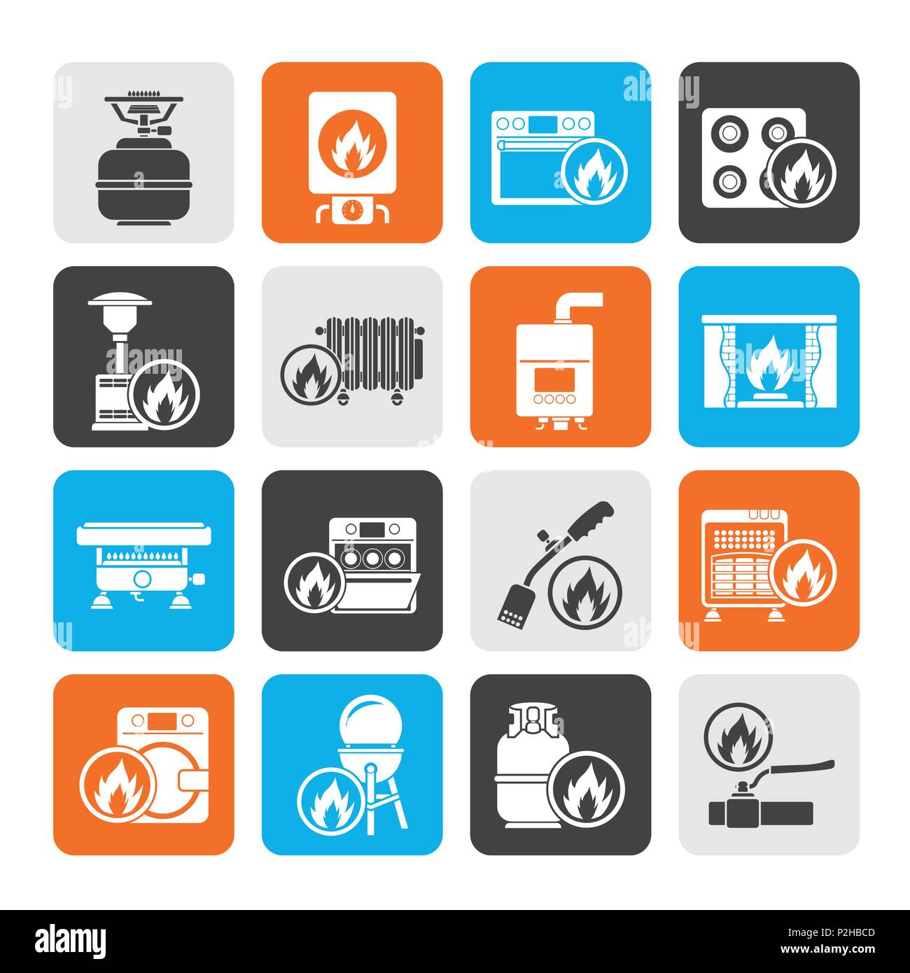 Silhouette des appareils à gaz ménagers icônes - vector icon set Image ...