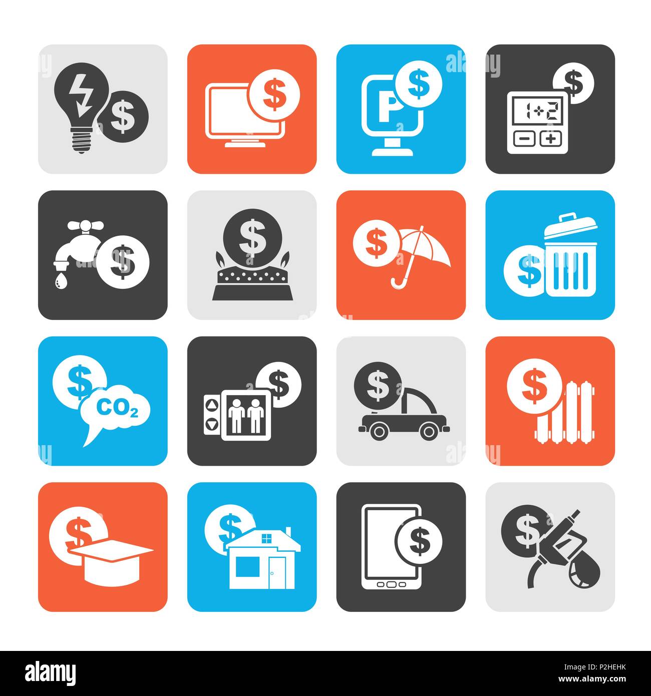 Paiement des factures Silhouette vector icon set - icônes Illustration de Vecteur