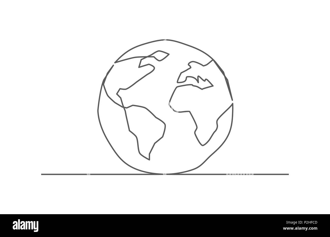 Un dessin de ligne Globe Illustration de Vecteur