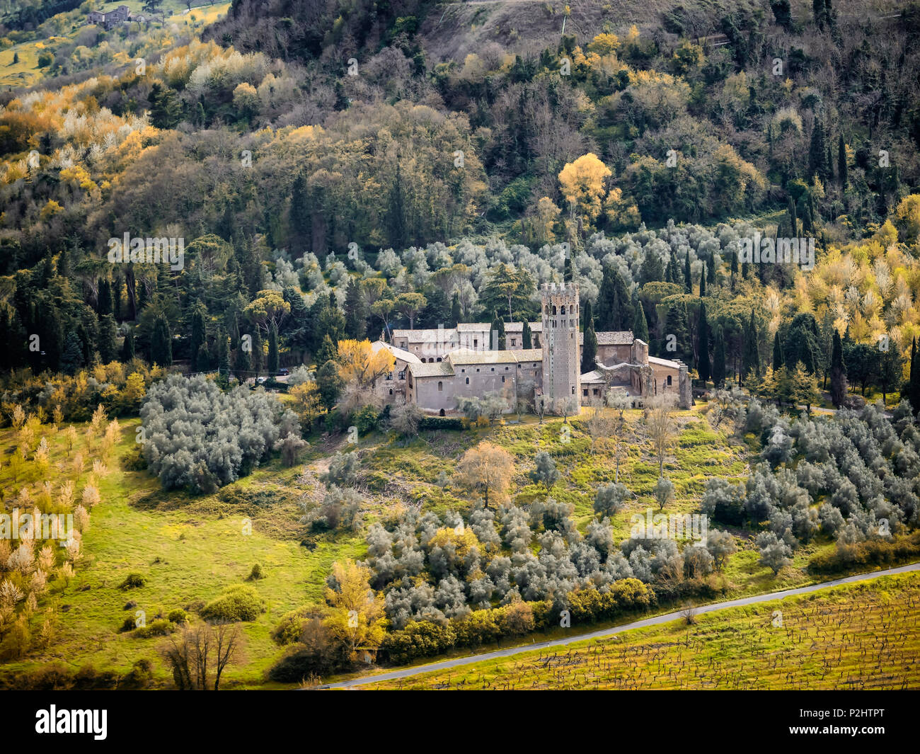 Paysage avec château aux murs de Orvieto, Ombrie Italie Banque D'Images