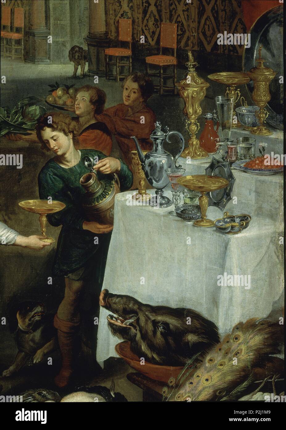 Le goût, l'ouïe et le toucher" (détail), ca. 1620, huile sur toile, P01404. Auteur : Jan Brueghel l'ancien (1568-1625). Emplacement : Museo del Prado-PINTURA, MADRID, ESPAGNE. Banque D'Images