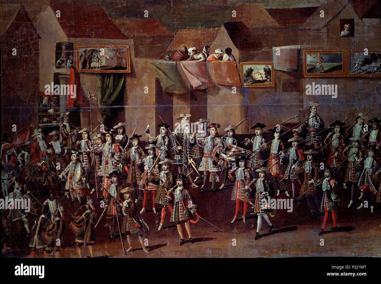 ENTRADA DEL PRIMER VIRREY DEL PERU EN POTOSI-DET IZDA DESFILE SOLDADOS ESPAÑOLES- 25/41716- CONJ Nº 4716. Auteur : Melchor Pérez de Holguín (1660-1732). Lieu : MUSÉE DE L'AMÉRIQUE - COLECCION, MADRID, ESPAGNE. Banque D'Images