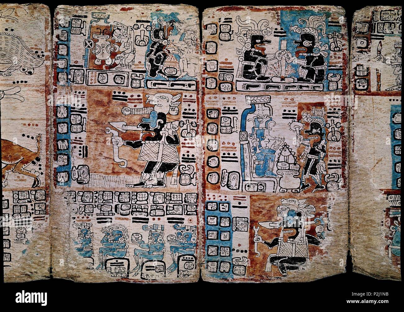 Page de la Codex Tro-Cortesianus ou codex de Madrid. Codex maya. Les dieux et les hommes. 13e-15e siècles. Madrid, Musée de l'Amérique. Lieu : MUSÉE DE L'AMÉRIQUE - COLECCION, MADRID, ESPAGNE. Banque D'Images