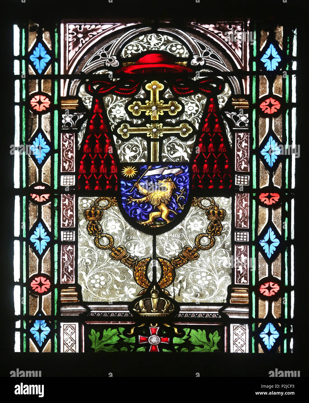 Armoiries du Cardinal Joseph Mihalovic, vitraux dans la cathédrale de Zagreb Banque D'Images
