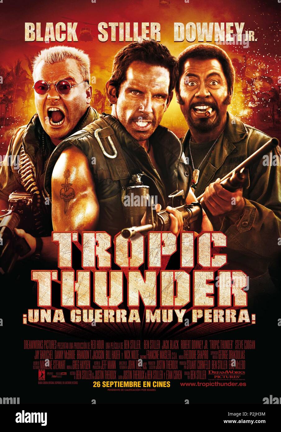 Titre original : Tropic Thunder. Titre en anglais : Tropic Thunder. Film Réalisateur : Ben Stiller. Année : 2008. Credit : Dreamworks SKG/ROUGE HEURE FILMS/ROAD REBEL / Album Banque D'Images