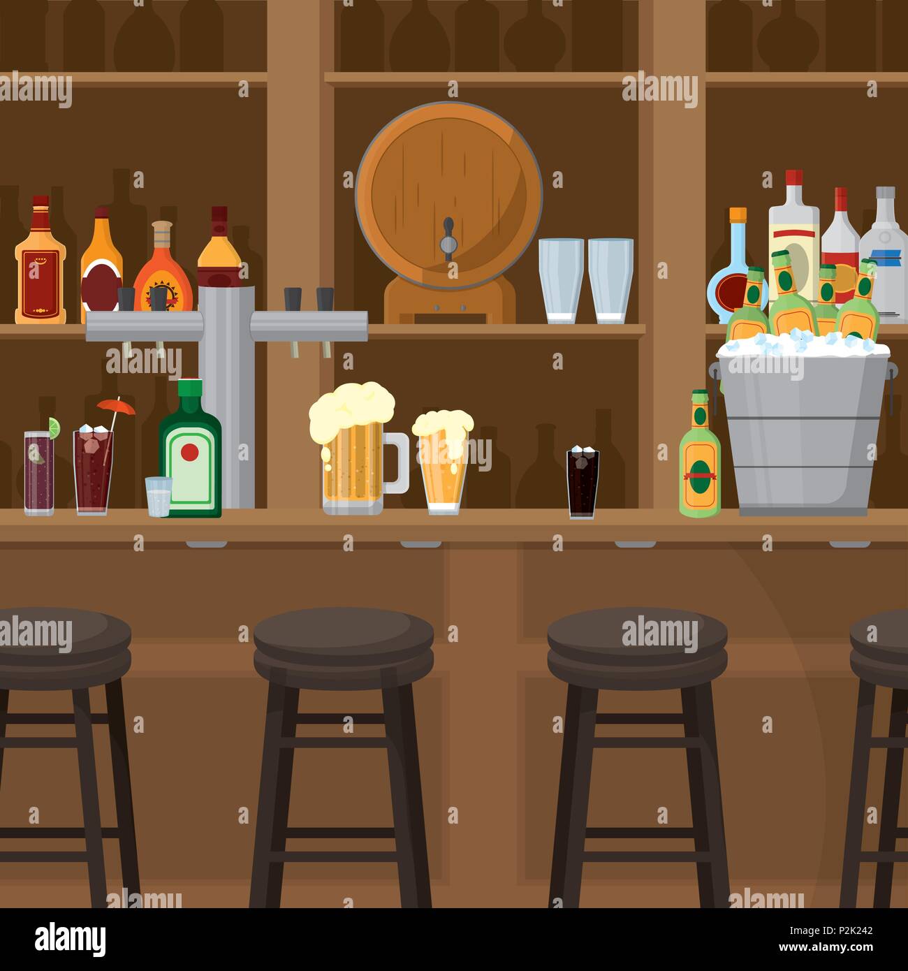 Boissons bar à l'intérieur Illustration de Vecteur