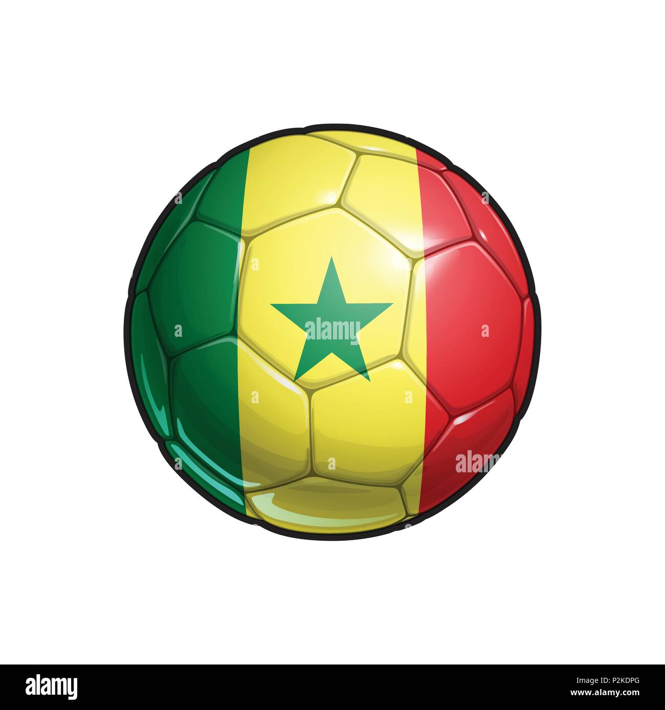 Vector Illustration d'un Football - ballon de football avec les couleurs du drapeau sénégalais. Tous les éléments parfaitement sur des couches bien définies Illustration de Vecteur