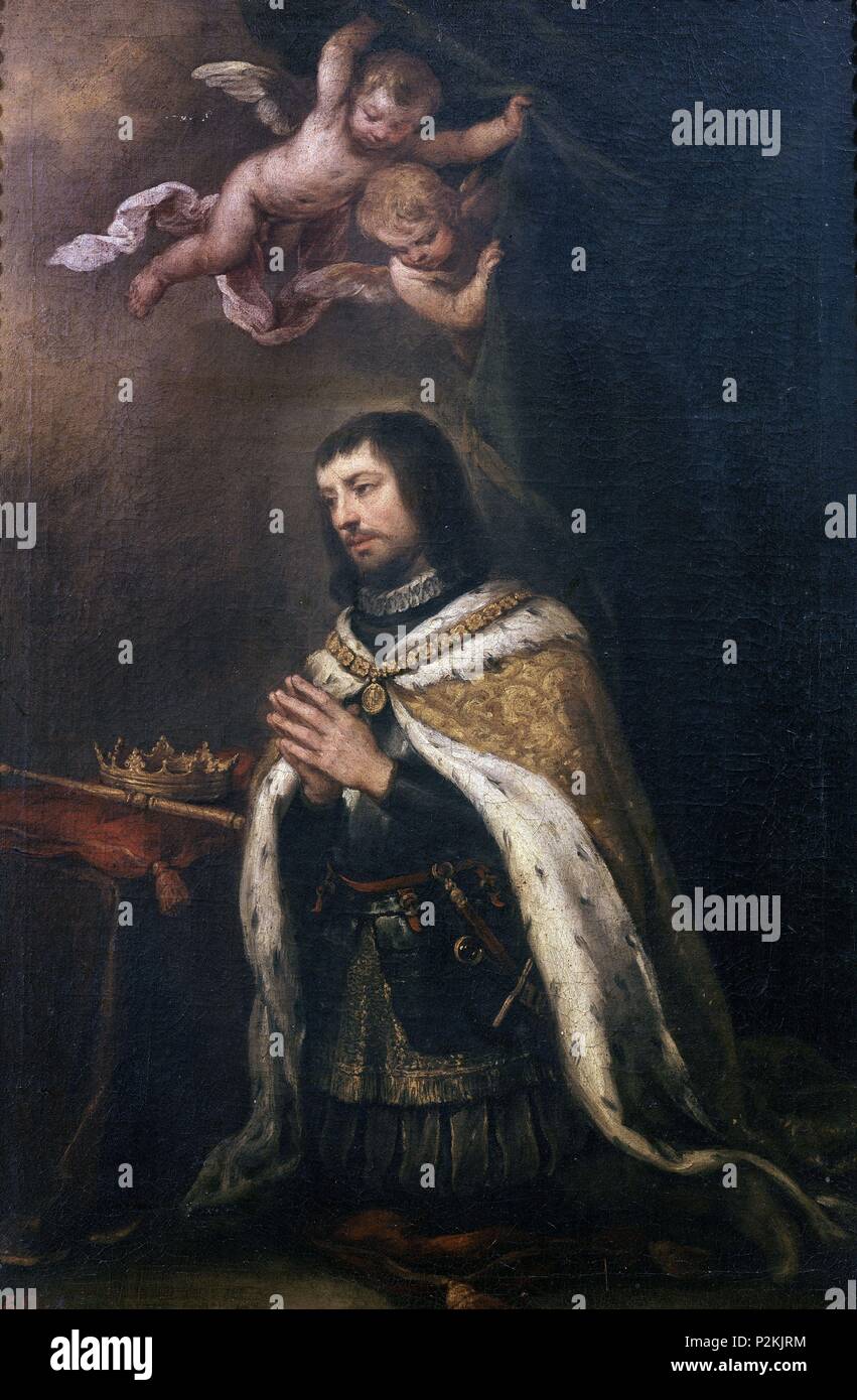 'Saint Ferdinand', 17e siècle, huile sur toile, 56 x 38 cm, P00983. Auteur : Bartolomé Esteban Murillo (1611-1682). Emplacement : Museo del Prado-PINTURA, MADRID, ESPAGNE. Banque D'Images