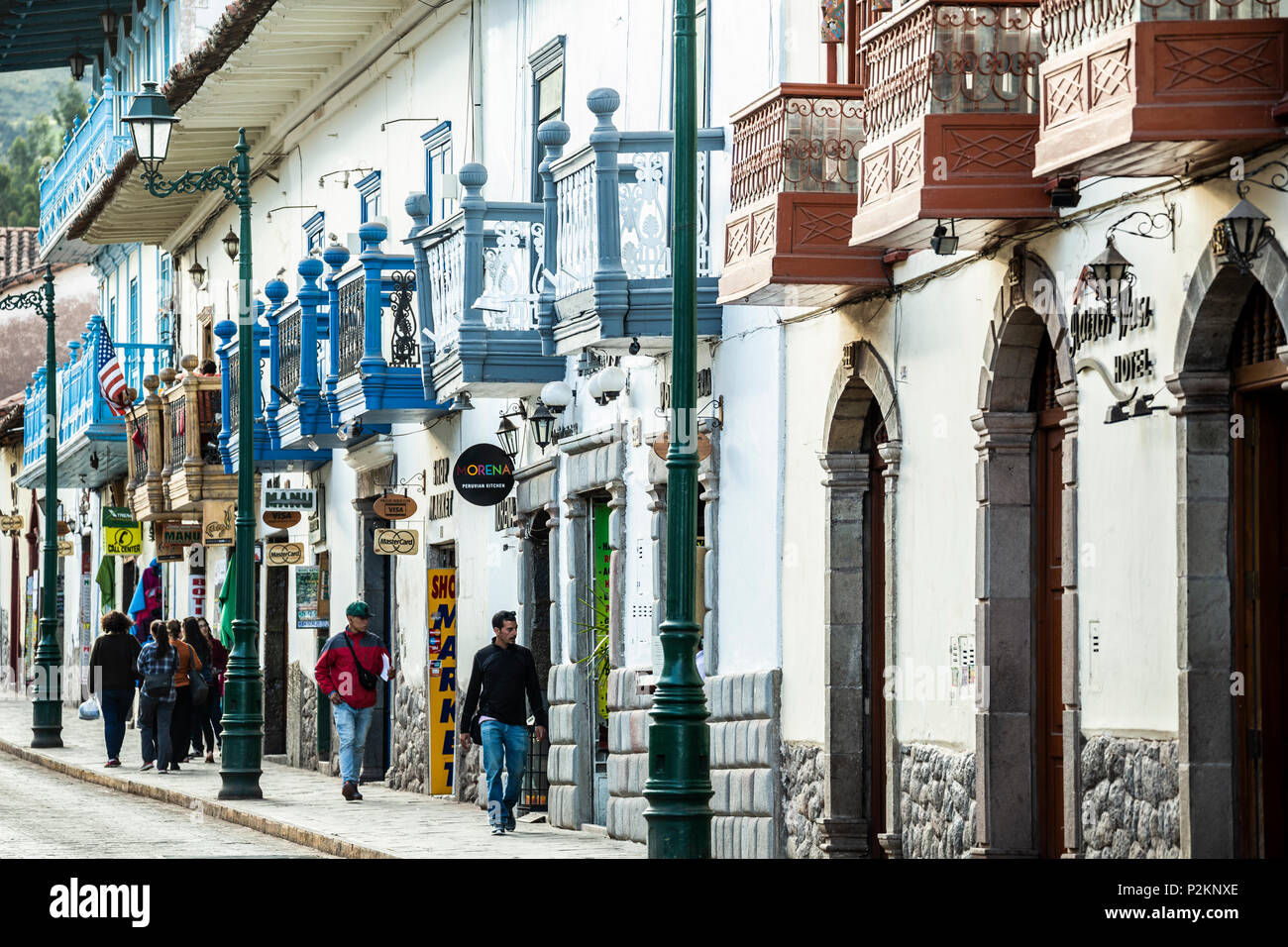 Calle Plateros Street scene, Cusco, Pérou Banque D'Images