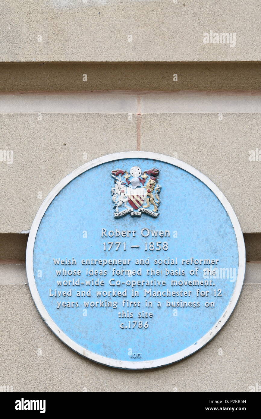 Robert Owen blue plaque Banque D'Images