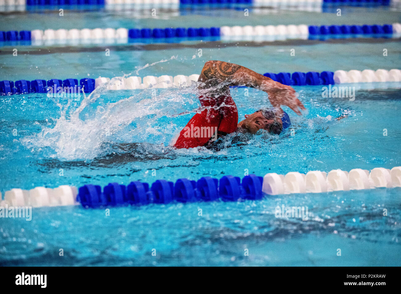 L'ancien Royal Marine Commando Joe Townsend qui a remporté l'or du Commonwealth au para-triathlon. Banque D'Images