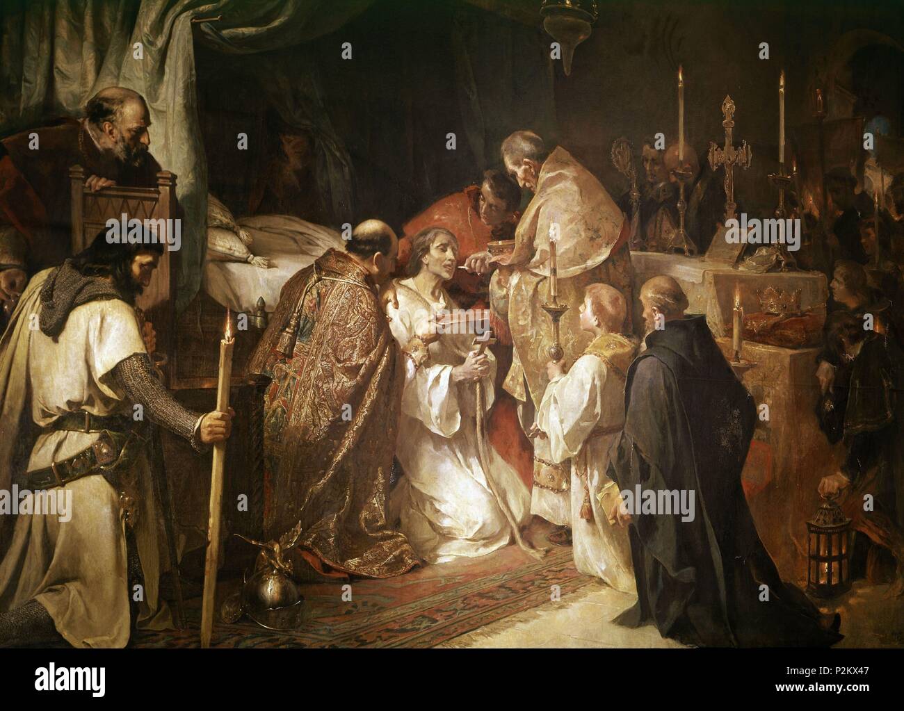 La dernière communion de Saint Ferdinand. Madrid, Sénat. Auteur : Alejandro Ferrant y Fischermans (1843-1917). Emplacement : SENADO-PINTURA, MADRID. Banque D'Images