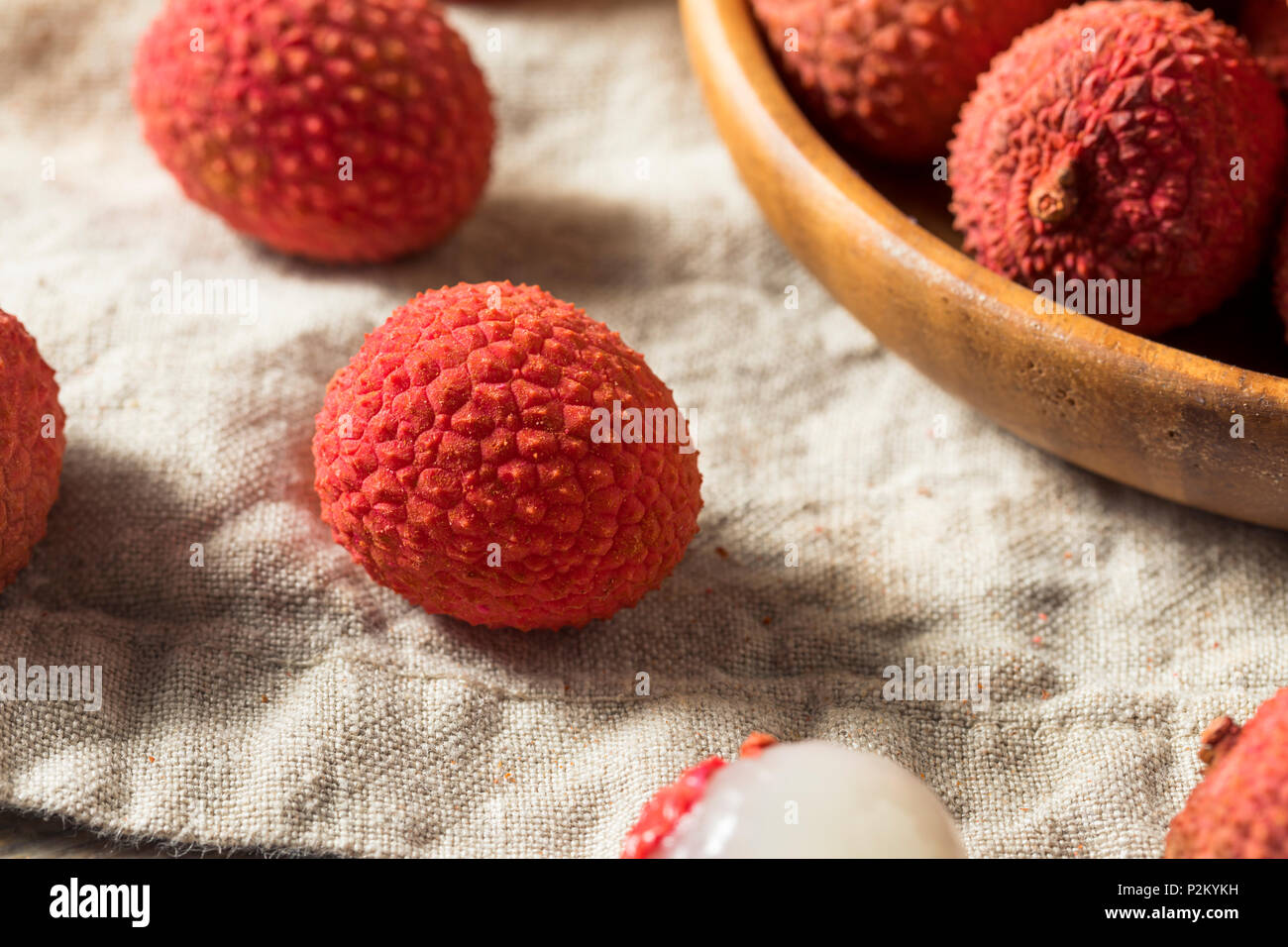 Matières organiques rouge Fruits Litchi prêt à manger Banque D'Images