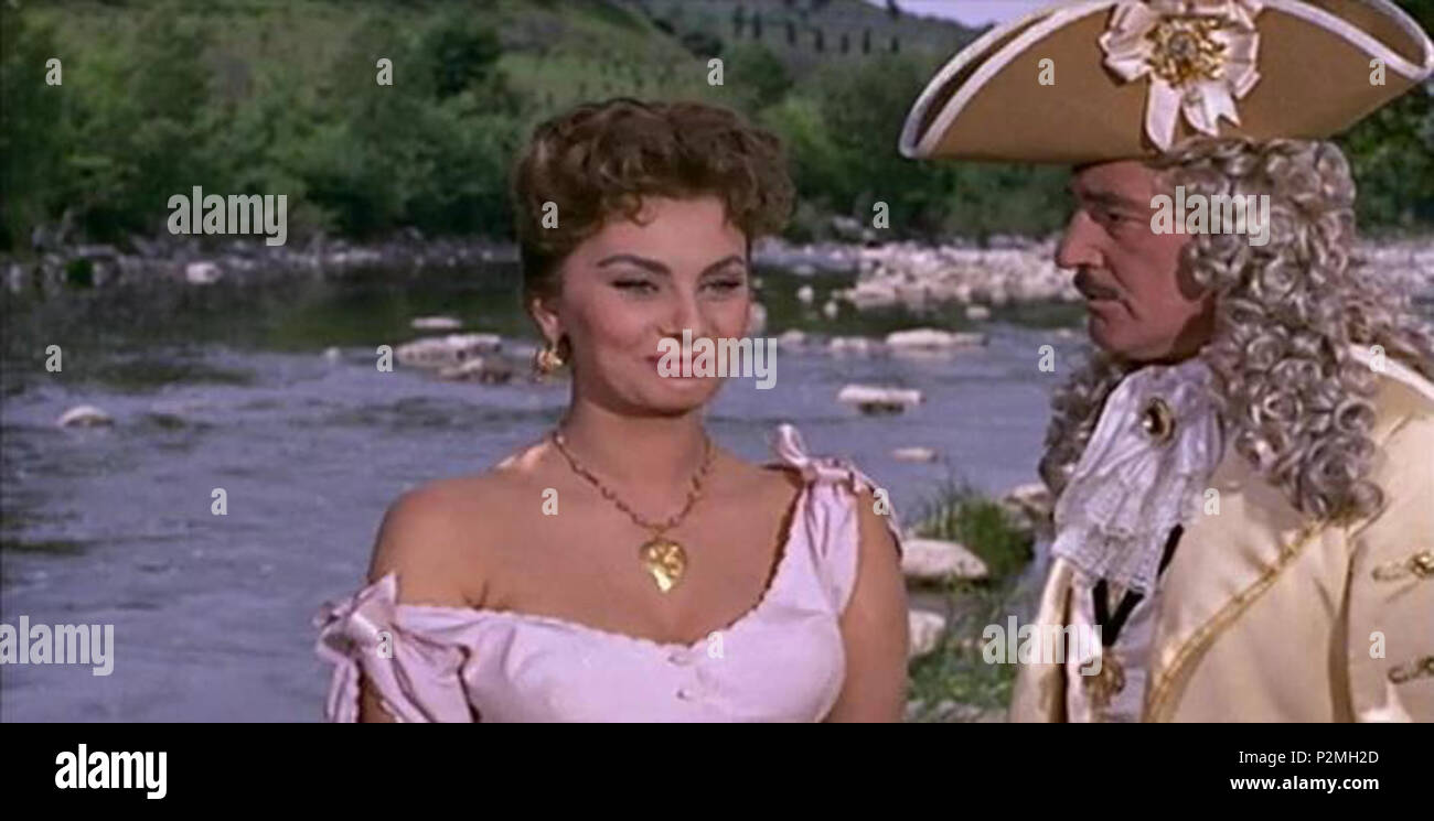 . Sophia Loren et Vittorio De Sica dans une scène du film italien La bella mugnaia par Mario Camerini . 1955. Mario Camerini / Enzo Serafin 46 La bella mugnaia 2 Banque D'Images