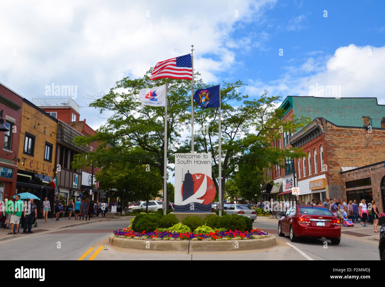 SOUTH Haven, MI / USA - 12 août 2017 : Les visiteurs se promener au centre-ville de South Haven au cours de la Blueberry Festival. Banque D'Images