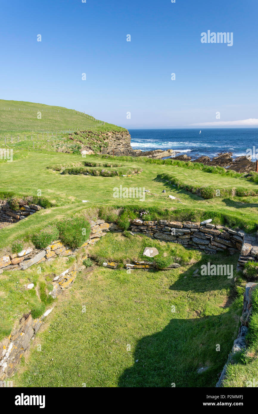 Pictish antique et colonies scandinaves sur l'île de Birsay Brough, Birsay, Mainland, îles Orcades, îles du Nord, Ecosse, Royaume-Uni Banque D'Images