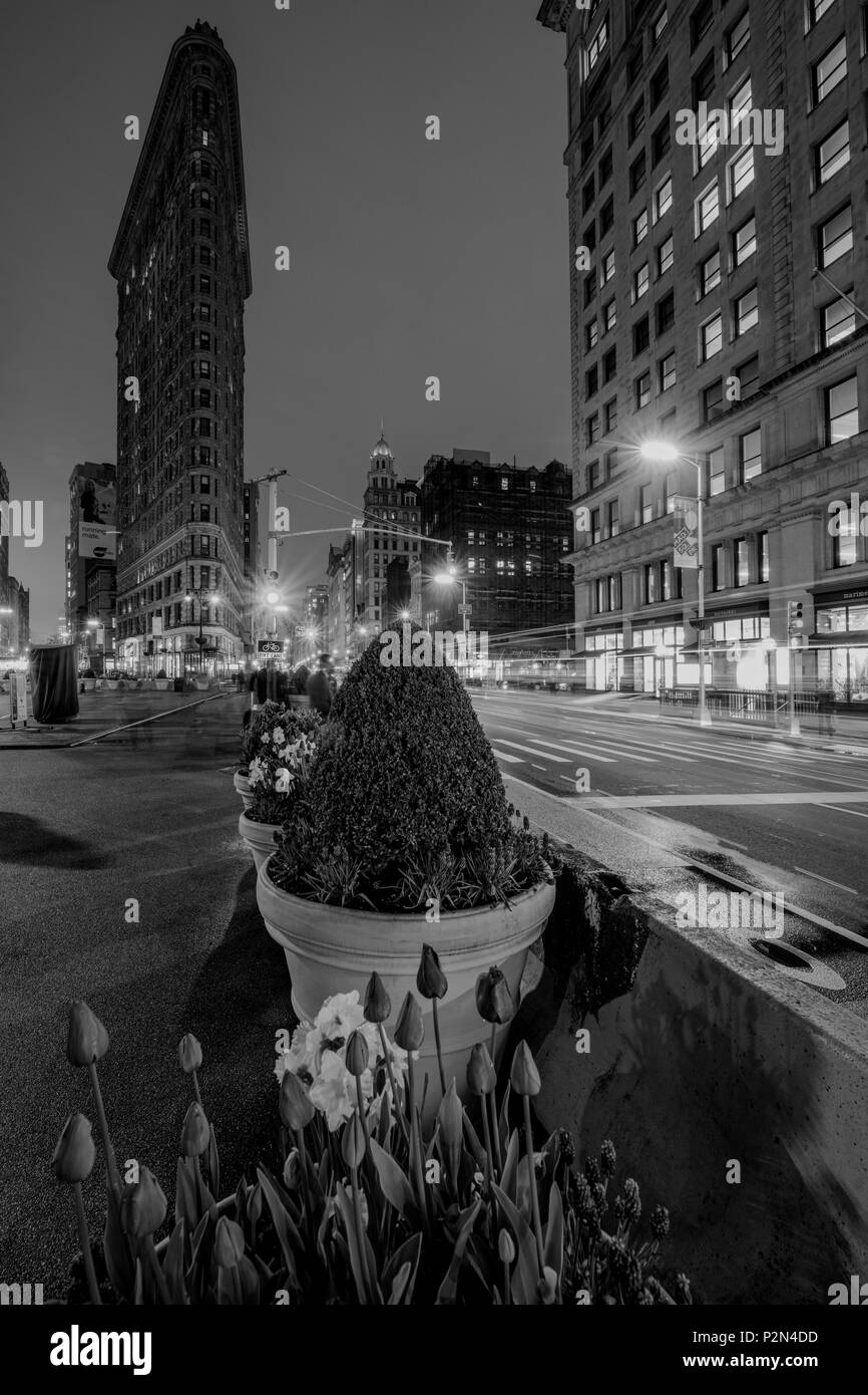 USA, American, New York, Manhattan, quartier Flatiron, Madison Square Park, Flatiron Building, Banque D'Images