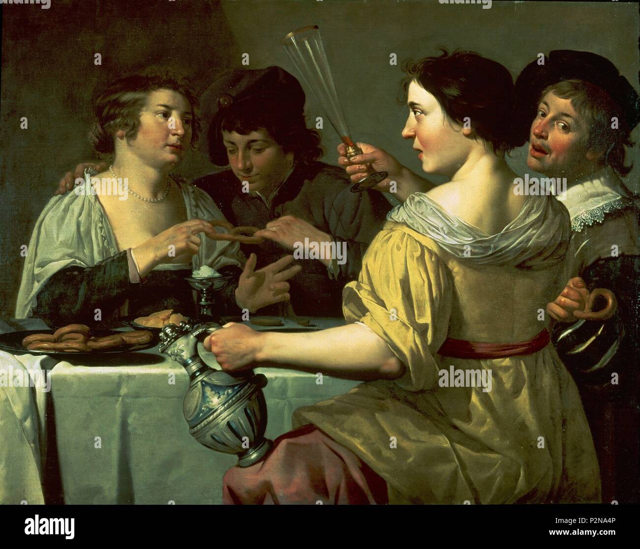 'Tirant le bretzel', ca. 1635, huile sur toile, 90,5 x 119 cm, Inv.16463. Auteur : Jan van Bijlert (ch. 1597-1671). Lieu : Musée CENTRAL, Utrecht, HOLANDA. Banque D'Images